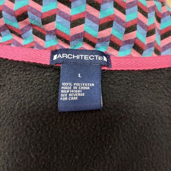 Architect Black Pink Fleece Full Zip Jacket High Mock Neck Womens Large - Picture 6 of 9